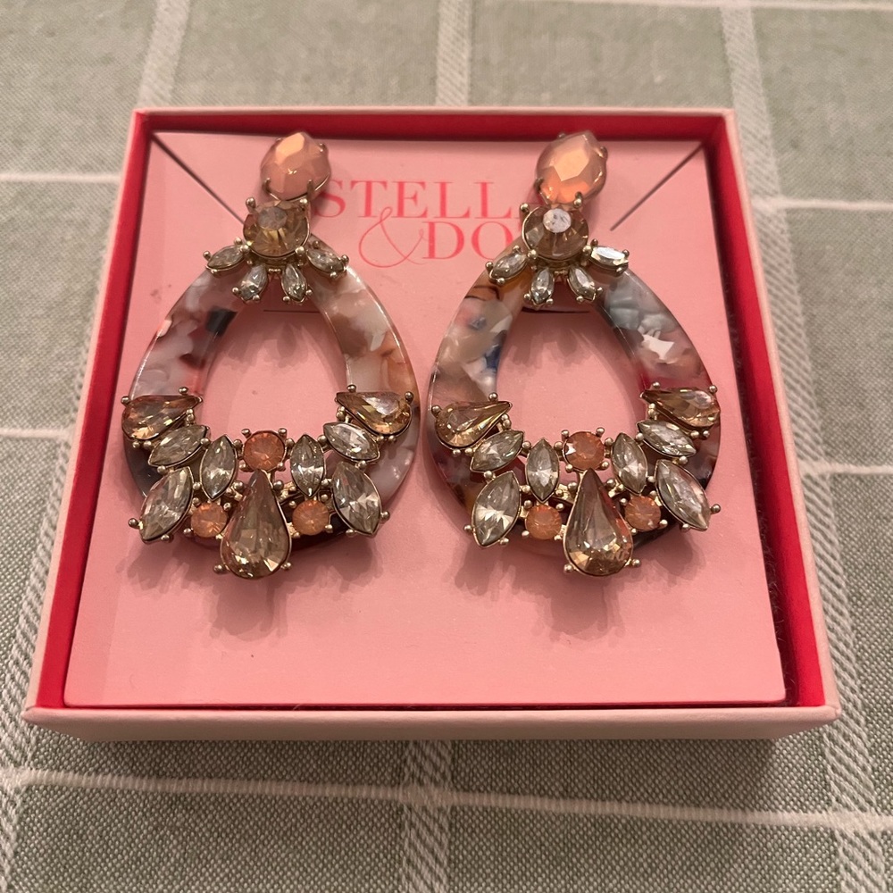 NWT Stella & Dot Dew Drop 2-in-1 Crystal Convertible Earrings